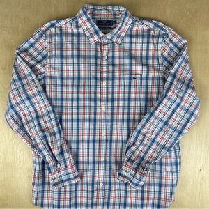 Vineyard Vines Mens Large Slim Fit Tucker Shirt Button Down Plaid Blue/Red